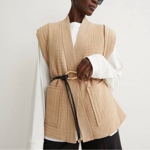 H&M Quilted Vest With Belt Size S